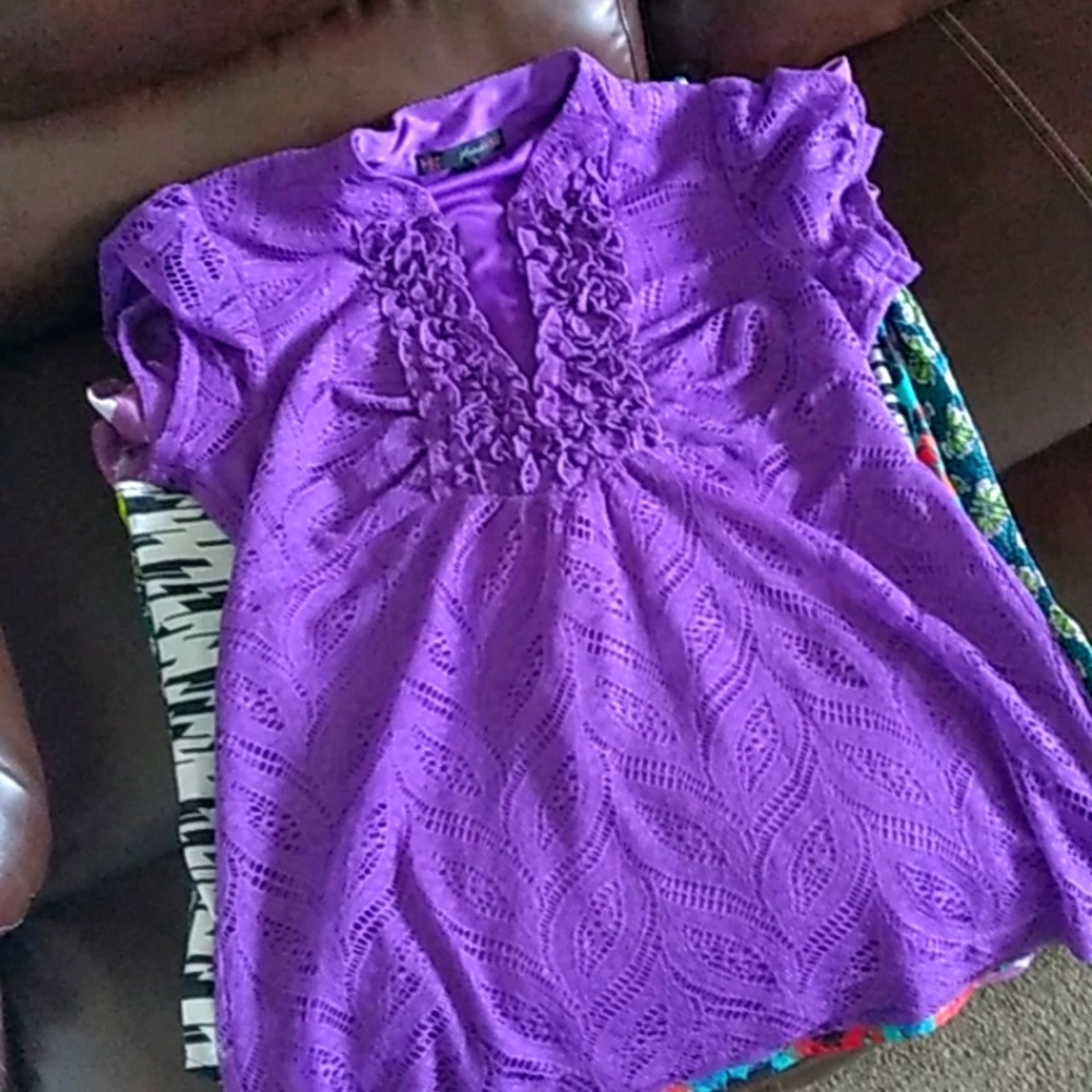 HeartSoul - Purple Lace/Knit Baby Doll Blouse